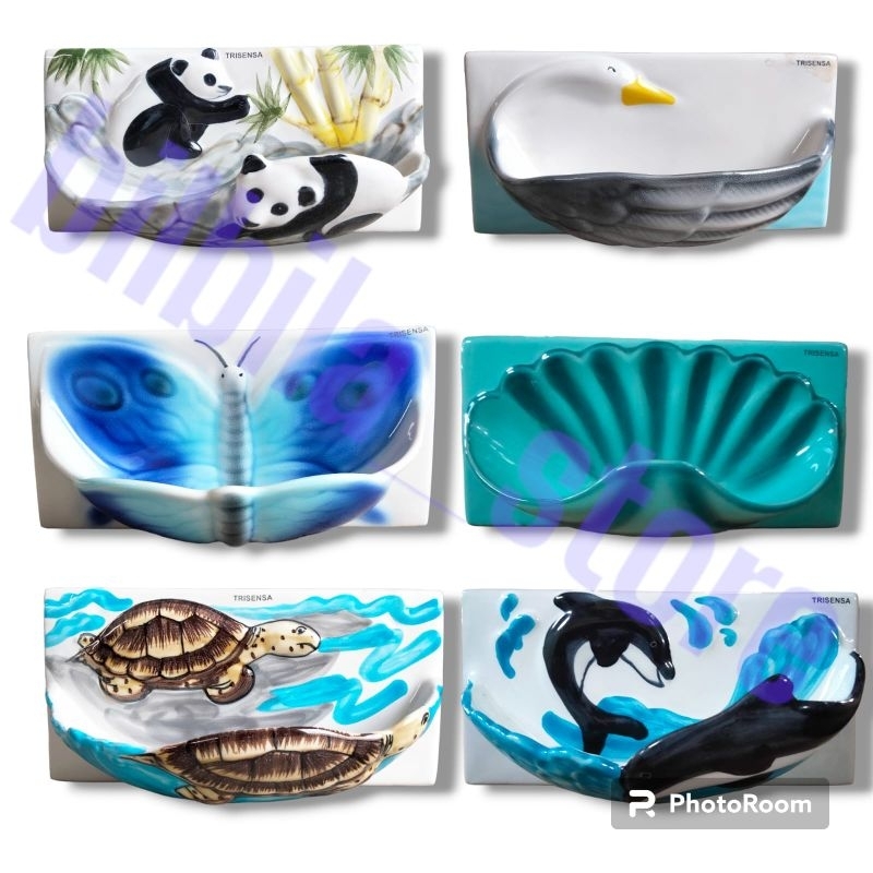 tempat sabun keramik merk trisensa / tempat sabun batangan tempel dinding / tempat sabun kamar mandi