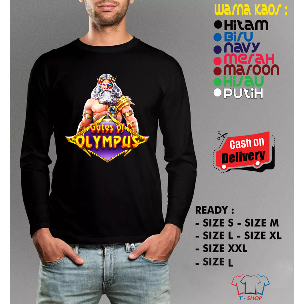 KAOS LENGAN PANJANG GATES of OLYMPUS KAOS GAME SLOT SCATTER KAKEK ZEUS BAJU PRAGMATIC TERBARU