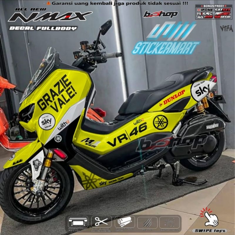 Decal stiker nmax new full body vatiasi stiker motif SKY VR46 GRAZIE VALE