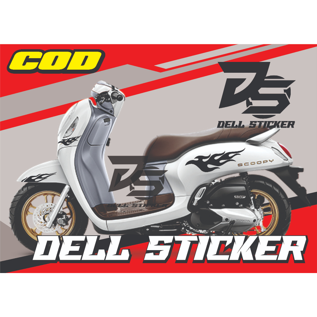 STIKER STRIPING SCOOPY MODEL API CUTTING STIKER MOTOR SCOOPY STIKER TERBARU MOTOR HONDA