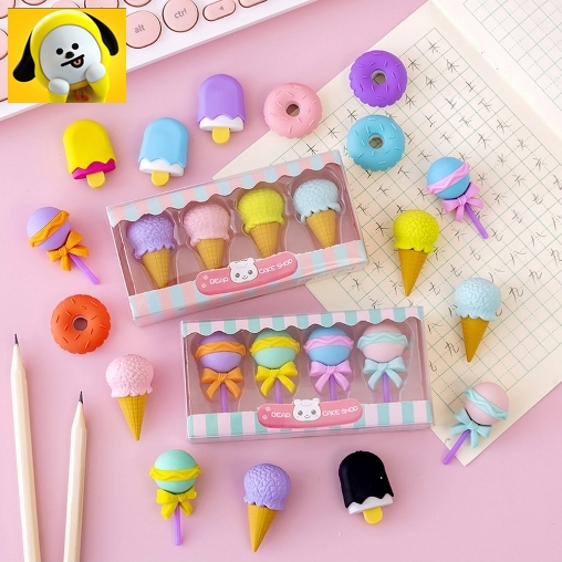 

Penghapus Pensil Set 4IN1 Motif Lolipop / Alat Tulis Penghapus Lucu Isi 4pcs Karakter Donat Eraser Ice Cream Import