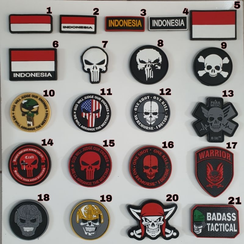 patch rubber logo tengkorak / funiser / tactical / tempelan emblem karet velcro