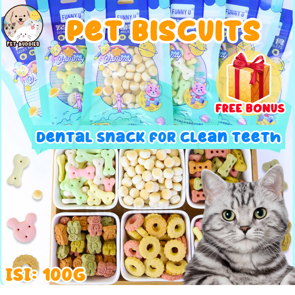 Pet Biscuit 100g Snack Kucing/Anjing Dental Cemilan Sehat Kesehatan Gigi