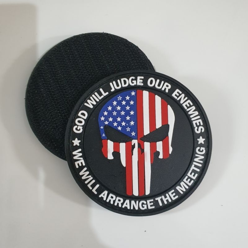 patch rubber logo tengkorak funiser godwill bendera u.s.a / tempelan emblem karet velcro