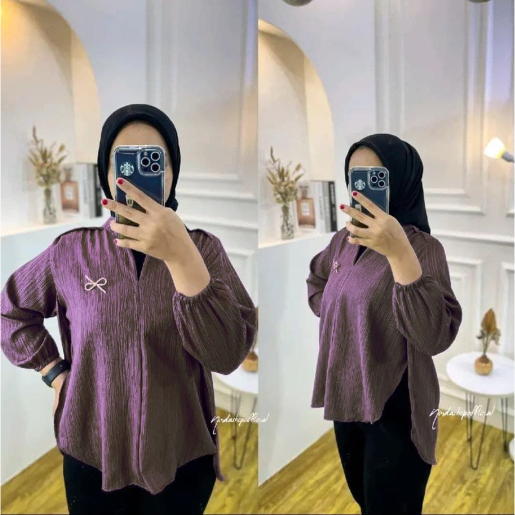 Livia Outer Blouse Lady Crush Blus Wanita Kekinian Murah