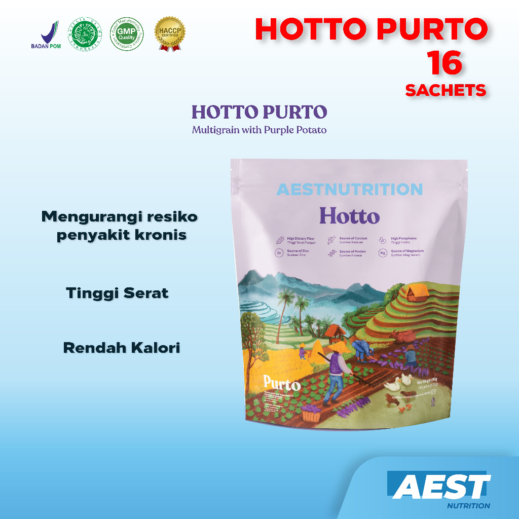 Hotto Purto Multigrain with Purple Potato Ubi Ungu 1 Pouch 16 Sachet