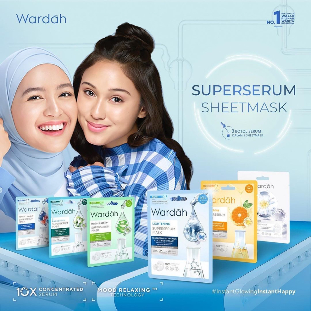 WARDAH Acnederm Superserum Mask Indonesia / Masker Wajah 20ml / Salicylic Acid &amp; Tea Tree Oil / Mengurangi Kadar Minyak Berlebih Pada Wajah / Berjerawat Jerawat Acne Oil Mencerahkan Melembabkan Kulit Muka / Skincare Face Care Series / Facial Essence Sheet