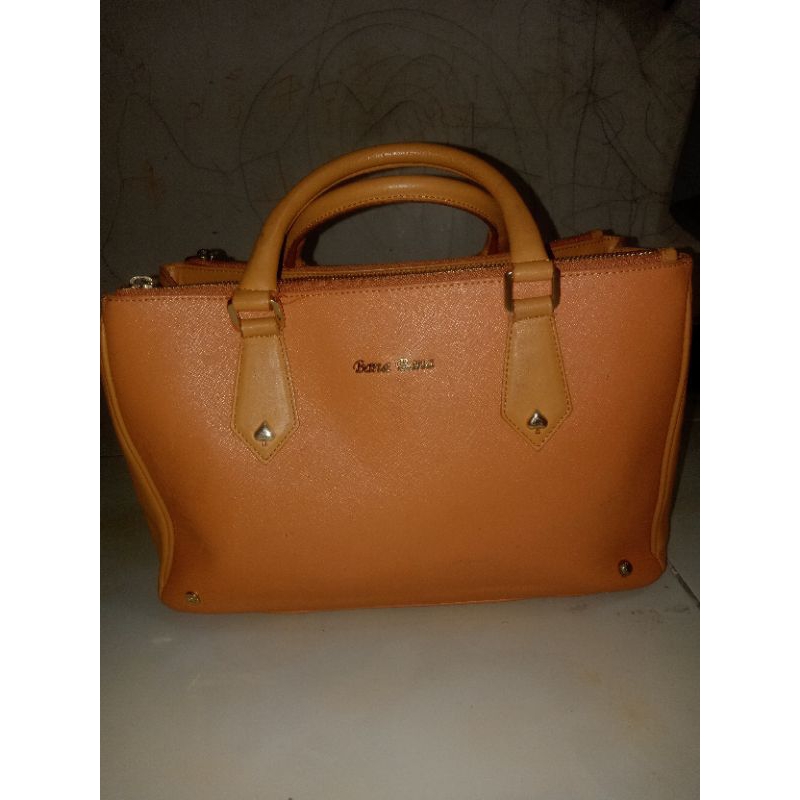 tas Monza wanita second preloved Bana Bana warna orange bahan kulit