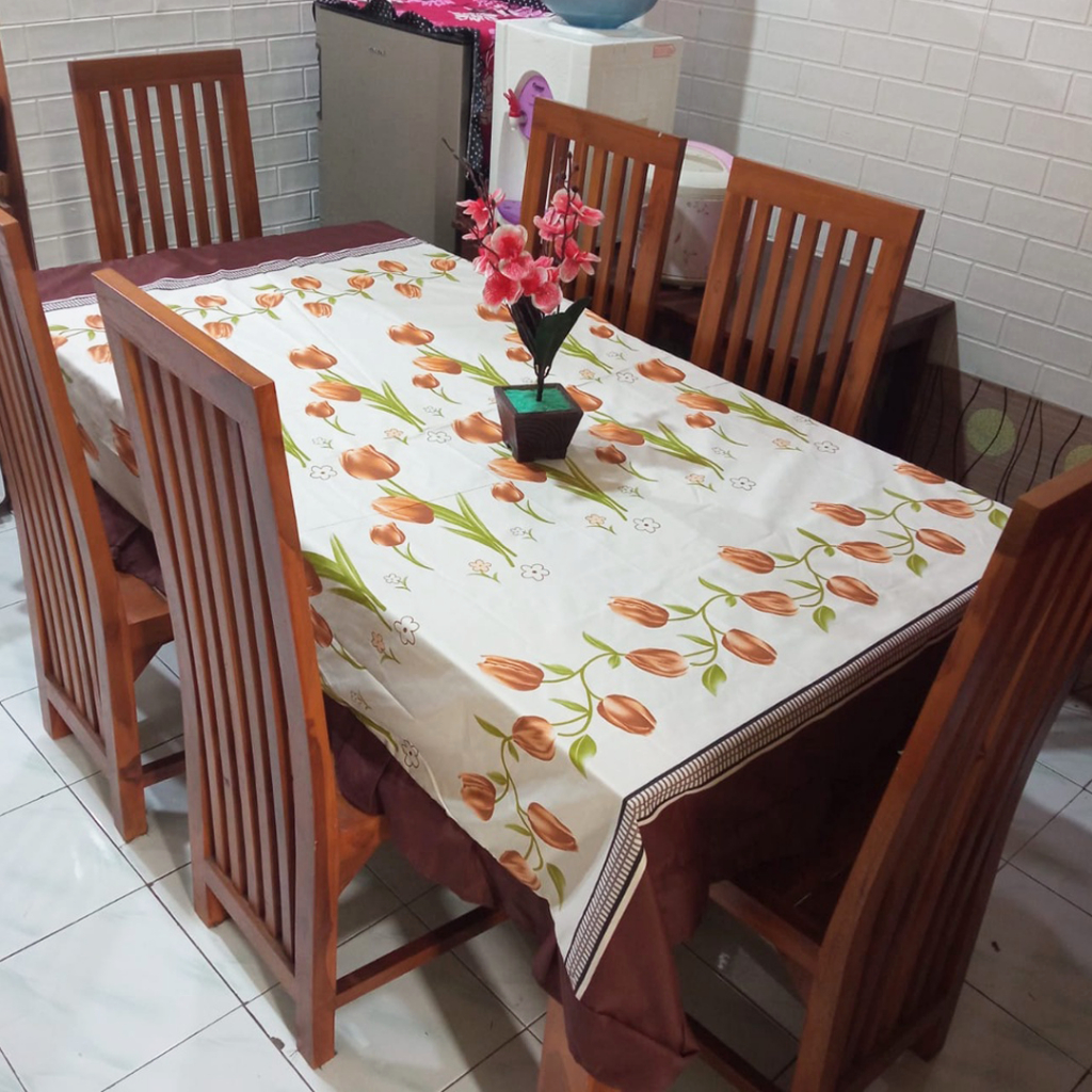 [✅COD] Taplak Meja Kain 140x220 Model Rumbai Aneka Motif Perlengkapan Dekorasi Ruang Makan Dapur Rumah