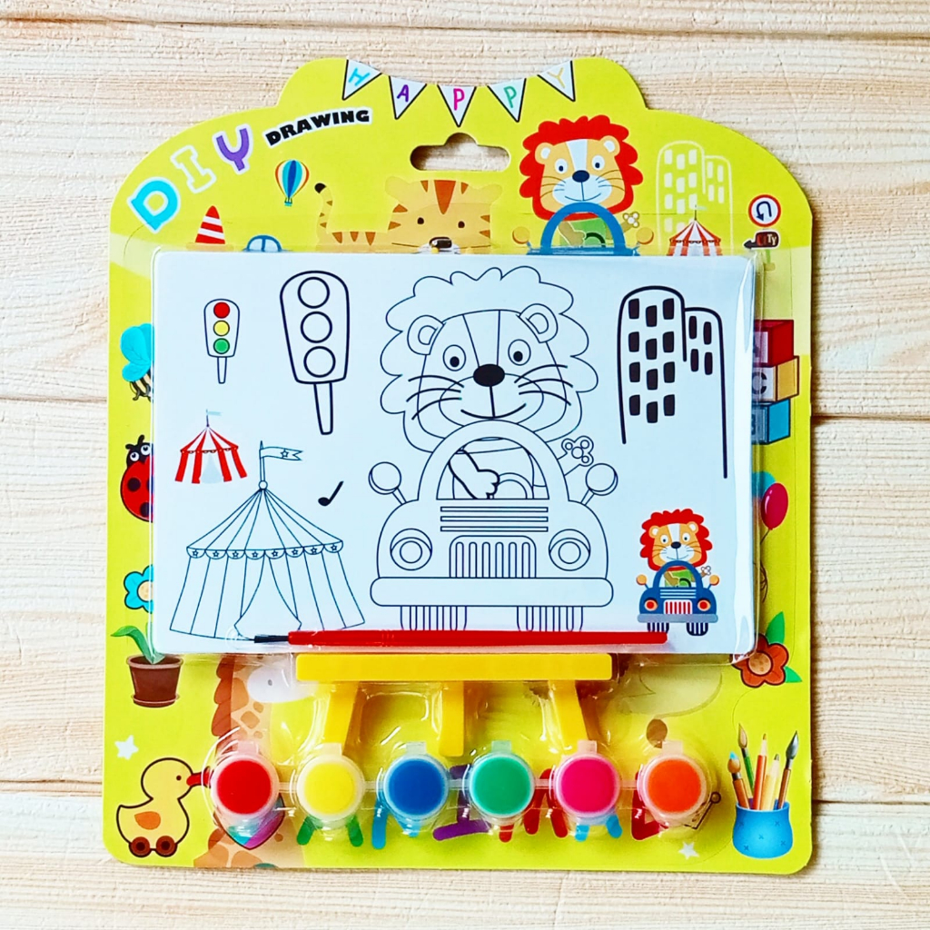 Set Lukis Kanvas Mini Mewarnai Coloring Art Mainan Edukasi Anak Motif Lucu Murah