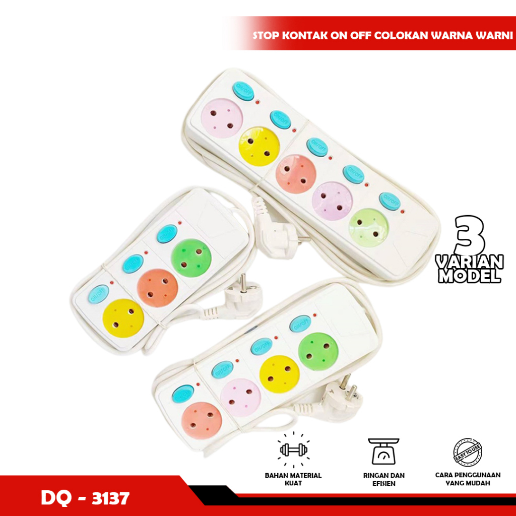 DQ3137 1,8 M STOP KONTAK ON OFF Listrik Indikator Kabel - SOSOYO
