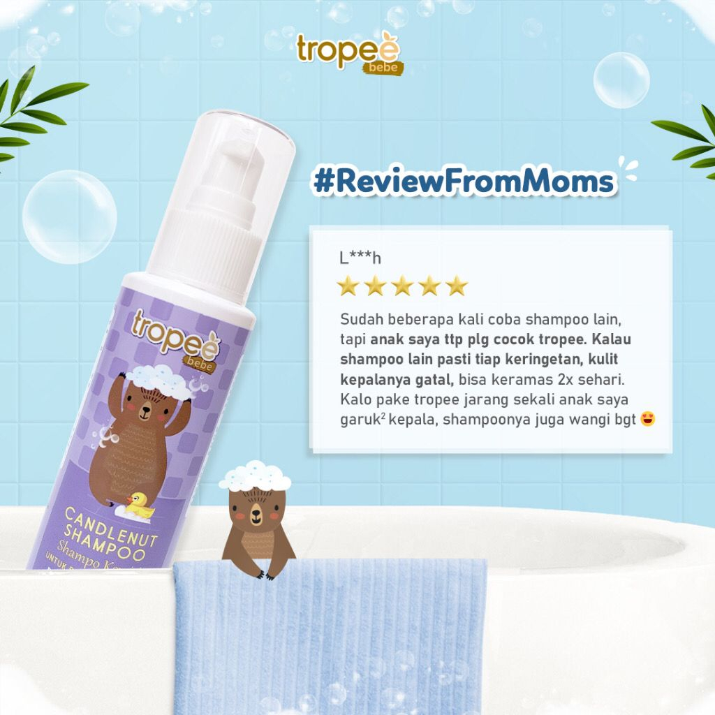 Tropee Bebe  - Shampoo Kemiri (candlenut shampoo) Refill 500ml / HALAL/BPOM/NO SLS/ tanpa sls /No paraben/ aloe vera/ shampoo anak bayi melebatkan dan menguatkan rambut/shampoo anti kusut/best seller/ hypoallergenic/ anti alergi