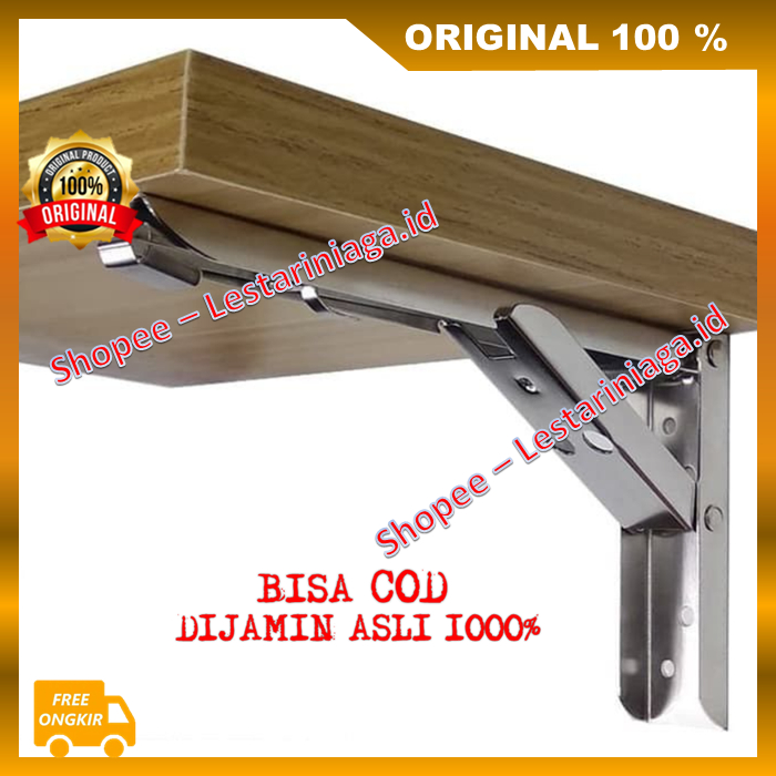 Siku Lipat Stainless Steel Engsel Bracket Besi Siku Meja Lipat Rak ORIGINAL
