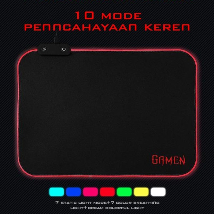 Mousepad Gaming LED RGB Anti Slip Dengan Lampu GAMEN GP-Halo Black