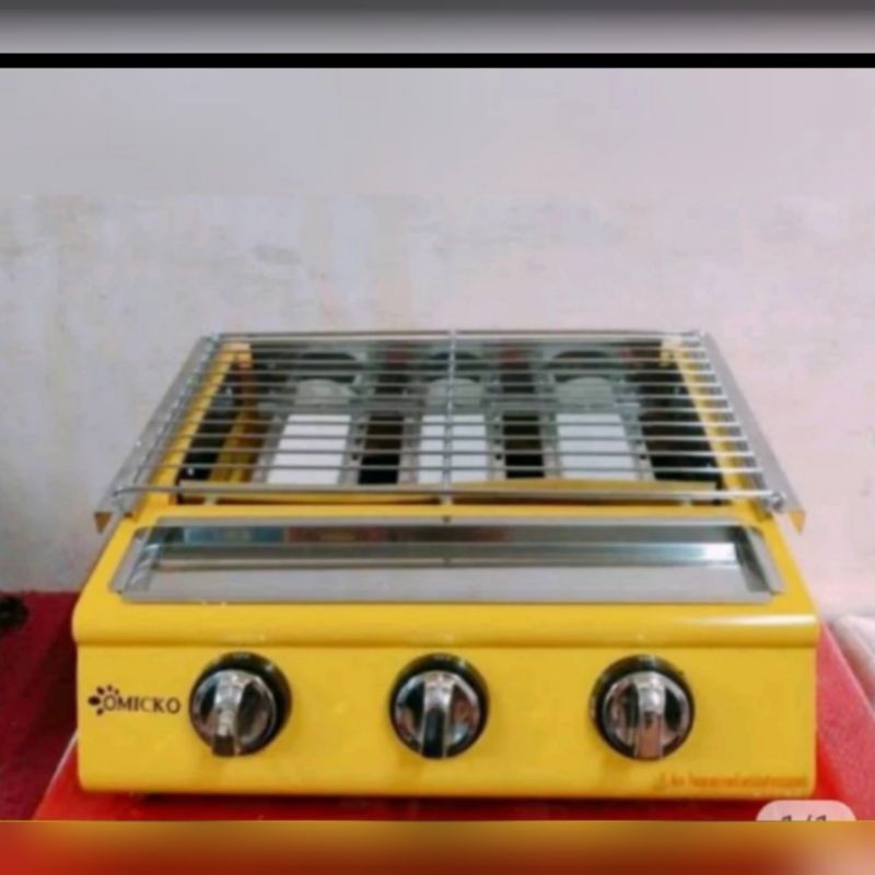 GAS ROASTER 3 TUNGKU OMICKO KOMPOR PEMANGGANG DAGING SOSIS IKAN