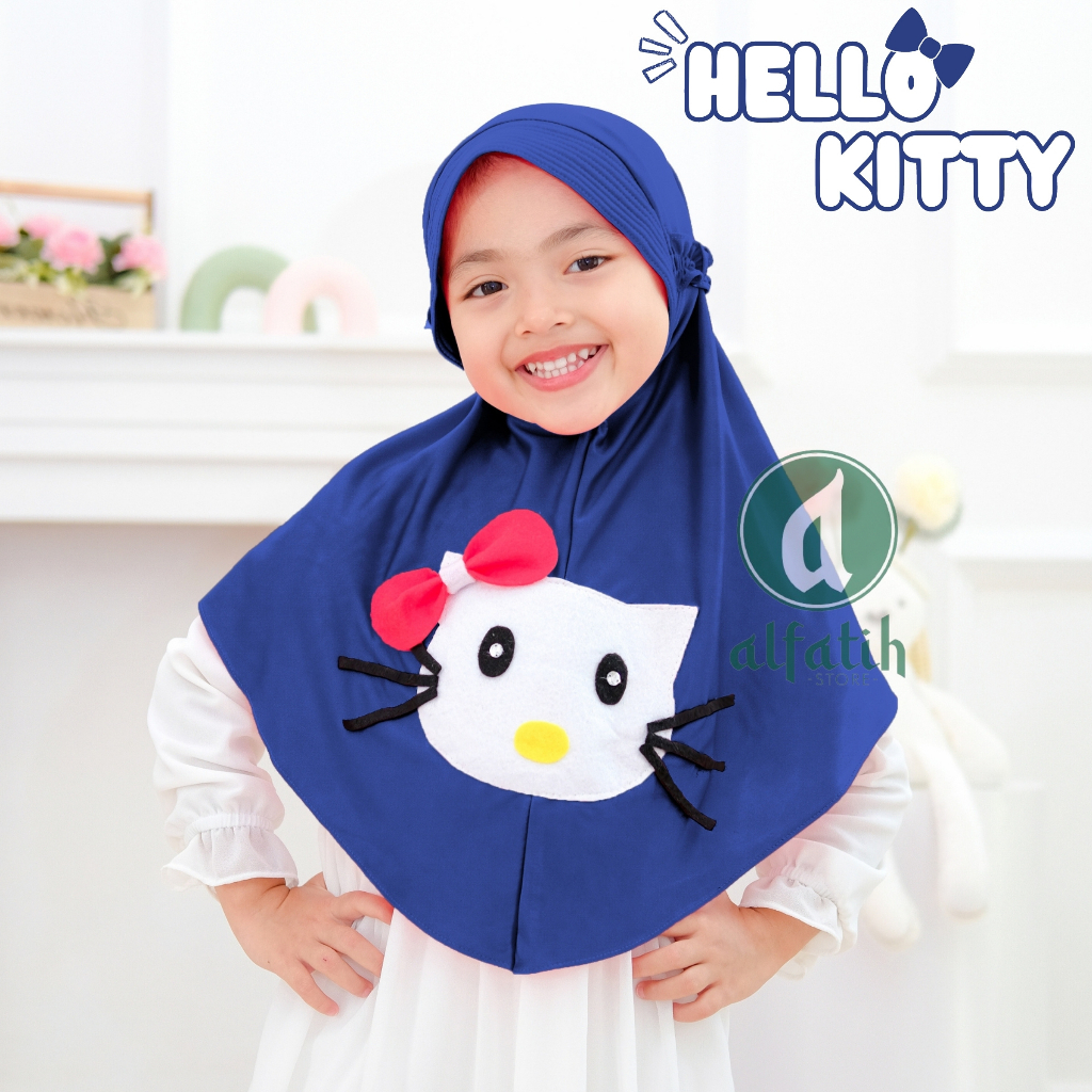 JILBAB ANAK TK - SD HELLO KITTY / HELLO KITTY / JILBAB ANAK USIA 4-7 TAHUN / PAKAIAN MUSLIM ANAK PEREMPUAN / KERUDUNG ANAK TK / HIJAB ANAK TK-SD KHIMAR ANAK