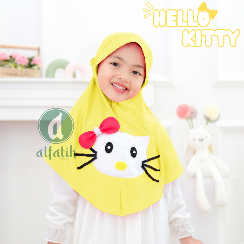 JILBAB ANAK TK - SD HELLO KITTY / HELLO KITTY / JILBAB ANAK USIA 4-7 TAHUN / PAKAIAN MUSLIM ANAK PEREMPUAN / KERUDUNG ANAK TK / HIJAB ANAK TK-SD KHIMAR ANAK