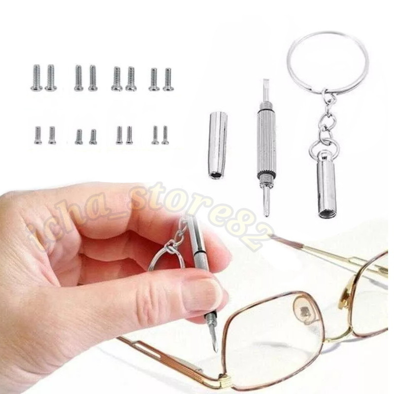 Baut kacamata Frame metal dan plastik Sekrup kacamata bagian samping Mur kacamata kecil Obeng kacama