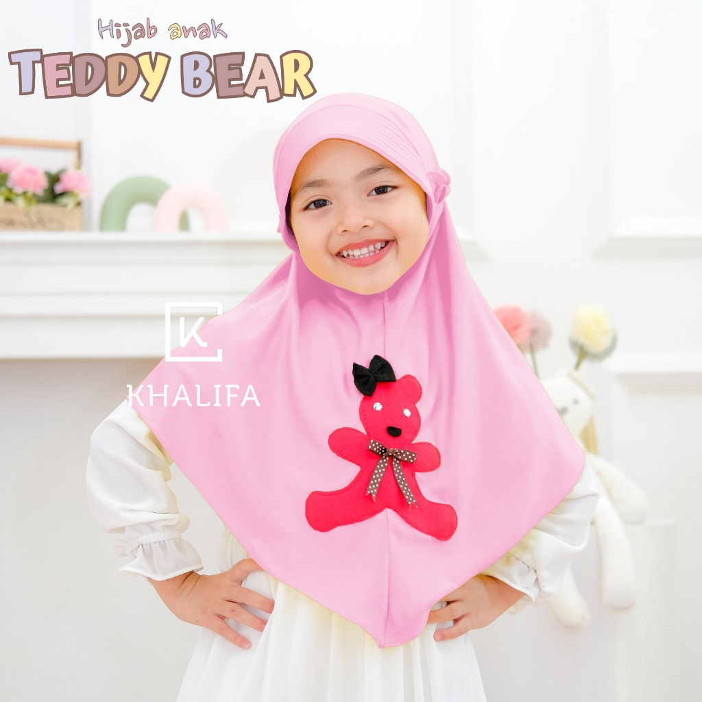 Jilbab Anak Bear / Hijab Anak Karakter Beruang  Bergo Anak Bear / Jilbab Anak Bergo Bear / Hijab Bea