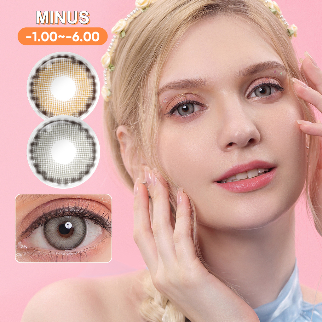 Softlens Minus (-1.00 s/d -6.00) Mata besar 14.5mm mata korea yang lucu LUNA softlens grey softlens Brown