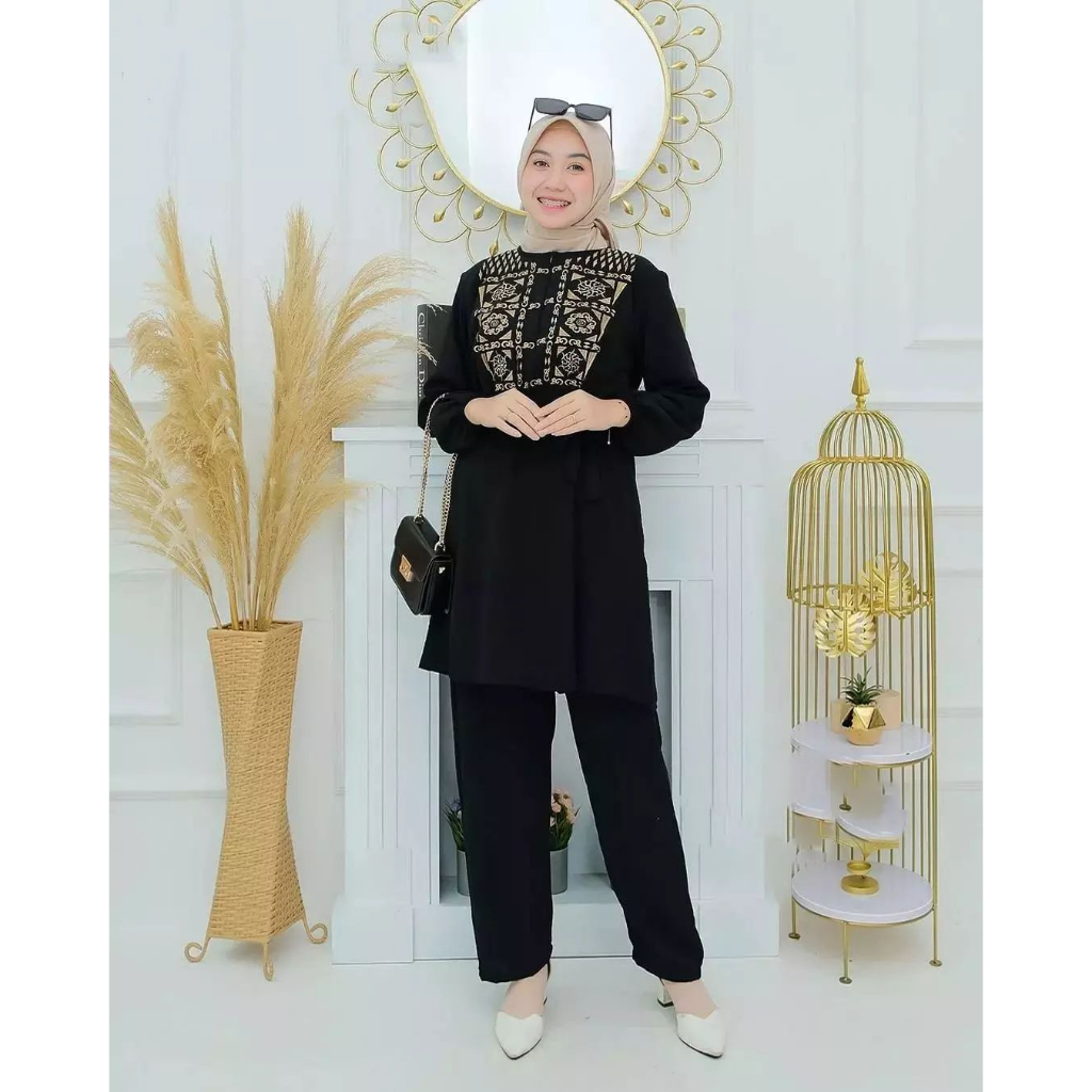 NADYA SET GAMIS CRINKLE  DRESS WANITA TERBARU 2023 GAMIS WANITA BAHAN CRINGKLE APLIKASI BORDIR MEWAH