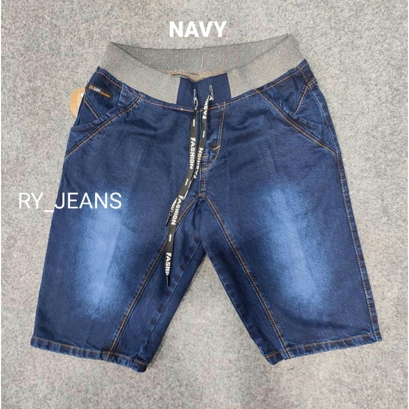 jeans pendek jumbo pria jeans rip pinggang kolor melar