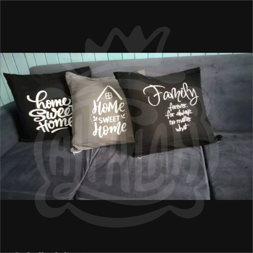 Sarung Bantal Sofa 50x50 cm Motif Minimalis - Tulisan Home Sweet Home