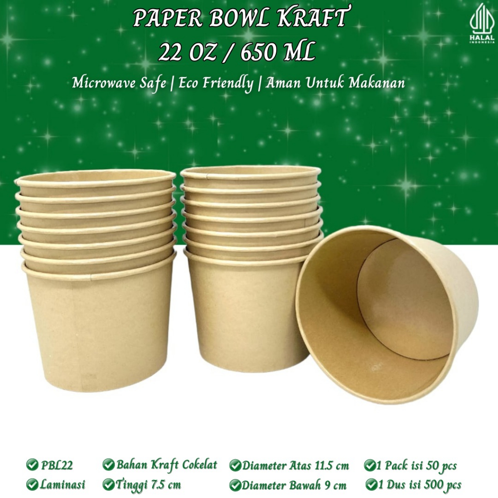 Paper Bowl 22 Oz Tanpa Tutup (Isi 25 Pcs-PBL22)