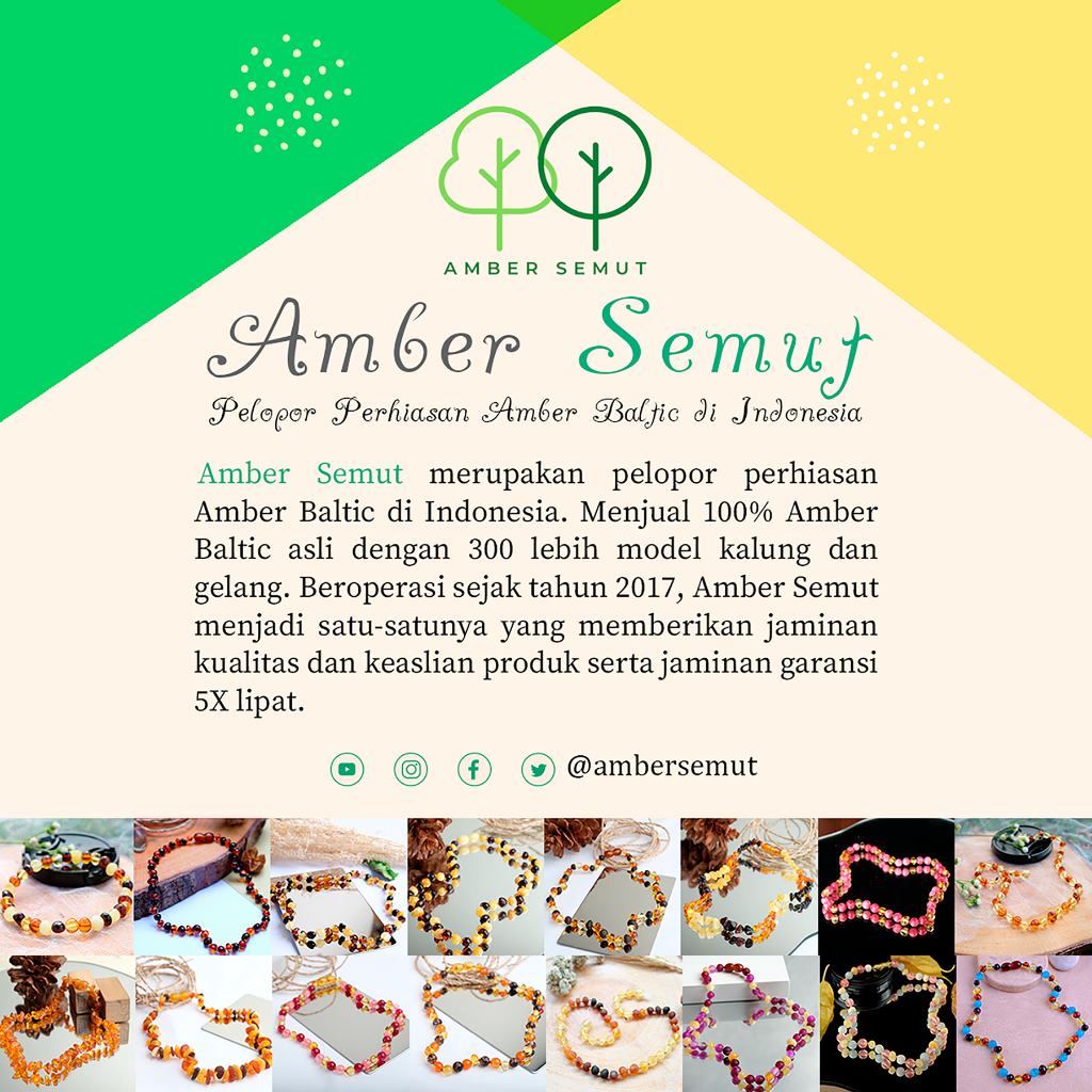 PROMO FREE GELANG - Kalung Amber Baltic Bayi, Balita dan Anak Lemon Glossy X Blackstone by AMBER SEMUT