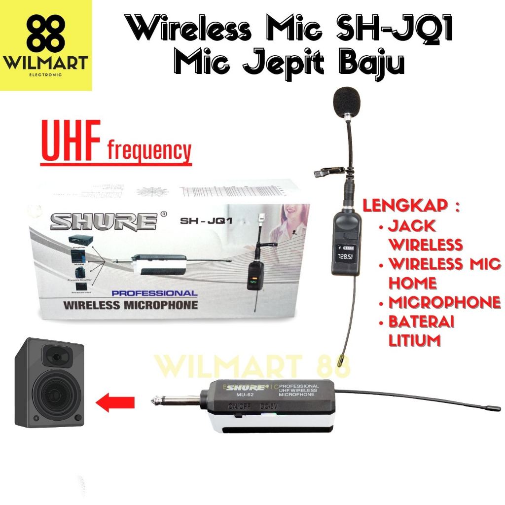 Wireless Professional Microphone SH-JQ1 - Mic Jepit Wireless Tanpa Kabel SH-JQ1 - Jack Wireless, Mic Home, Baterai Litium