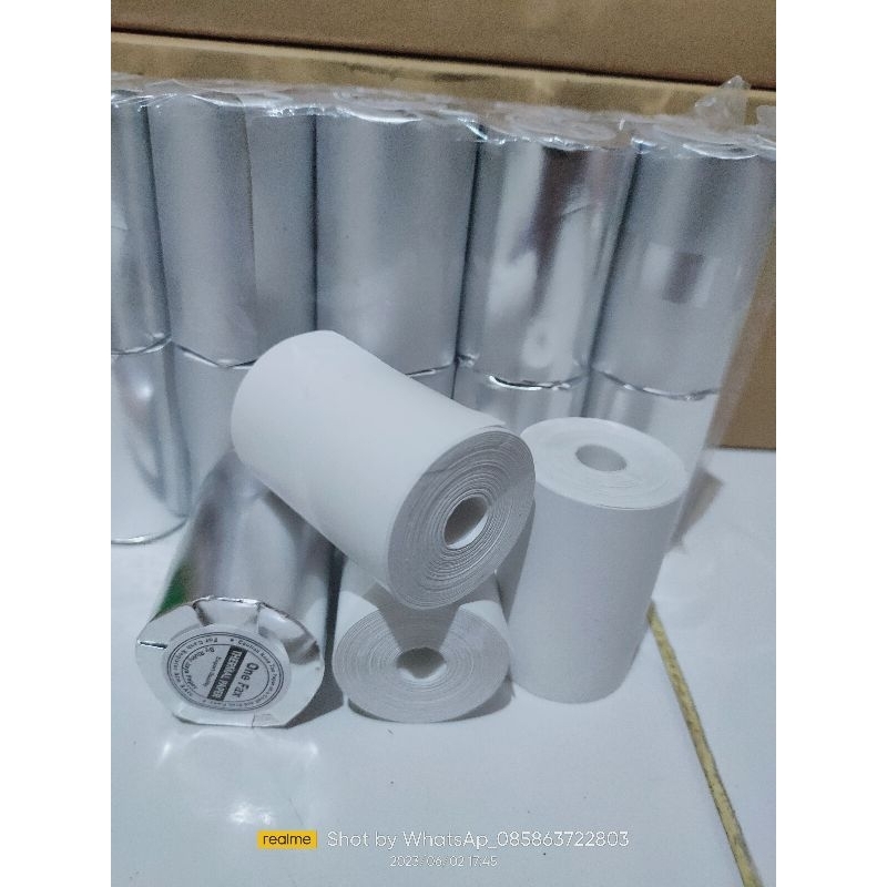 

RB kertas roll/kertas kasir thermal 58x37 coreless ((paket 1 pack isi 10 pcs/roll))