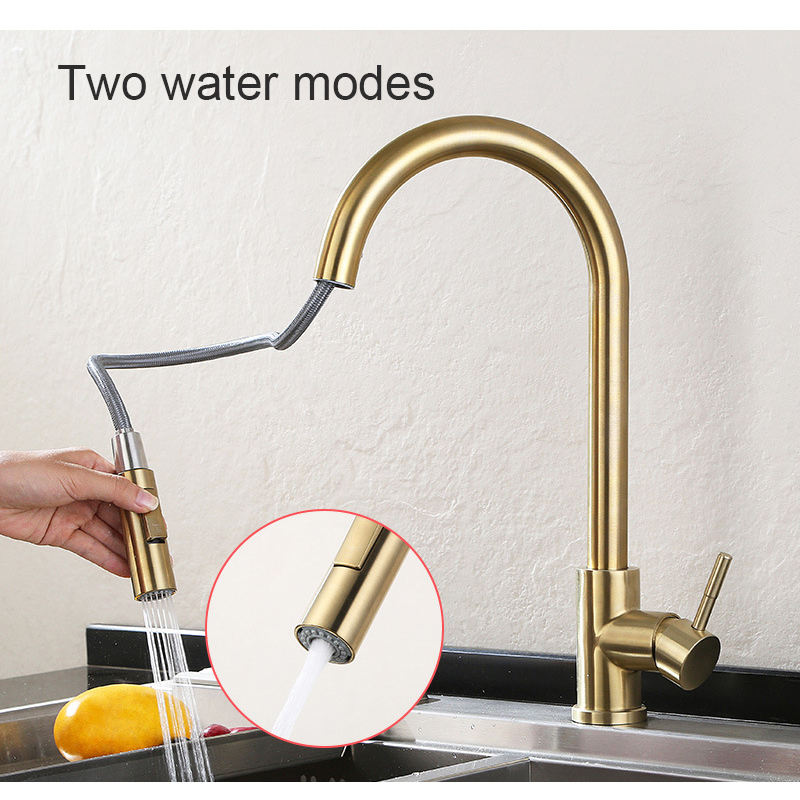 Touch Sensor Kran Sink Mixer Tarik Brushed Brass Kran kitchen Sink keran air wastafel Kran Cuci Piring Fleksibel