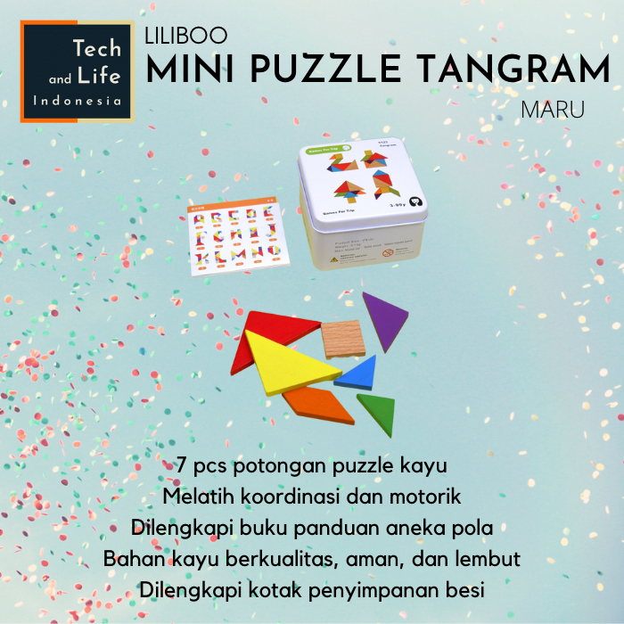 Mainan Edukasi Anak Montessori Kayu Mini Puzzle Tangram