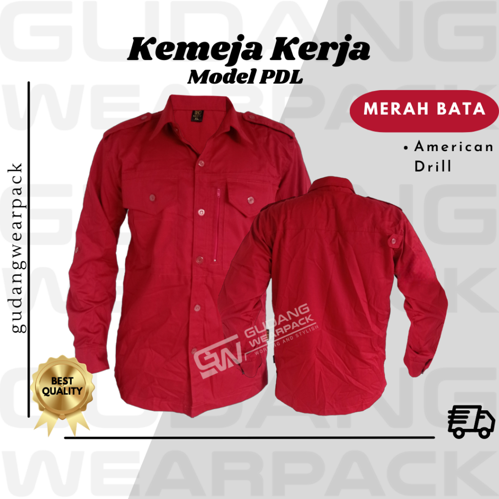 Gudang Wearpack - Kemeja PDL Baju Dinas Lapangan Warna Merah Bata