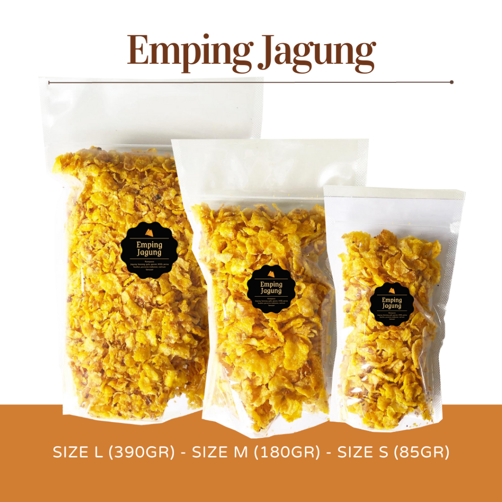 [DELISH SNACKS] Emping Jagung (L) 390gr / Snack Cemilan Camilan Enak Pedas Manis