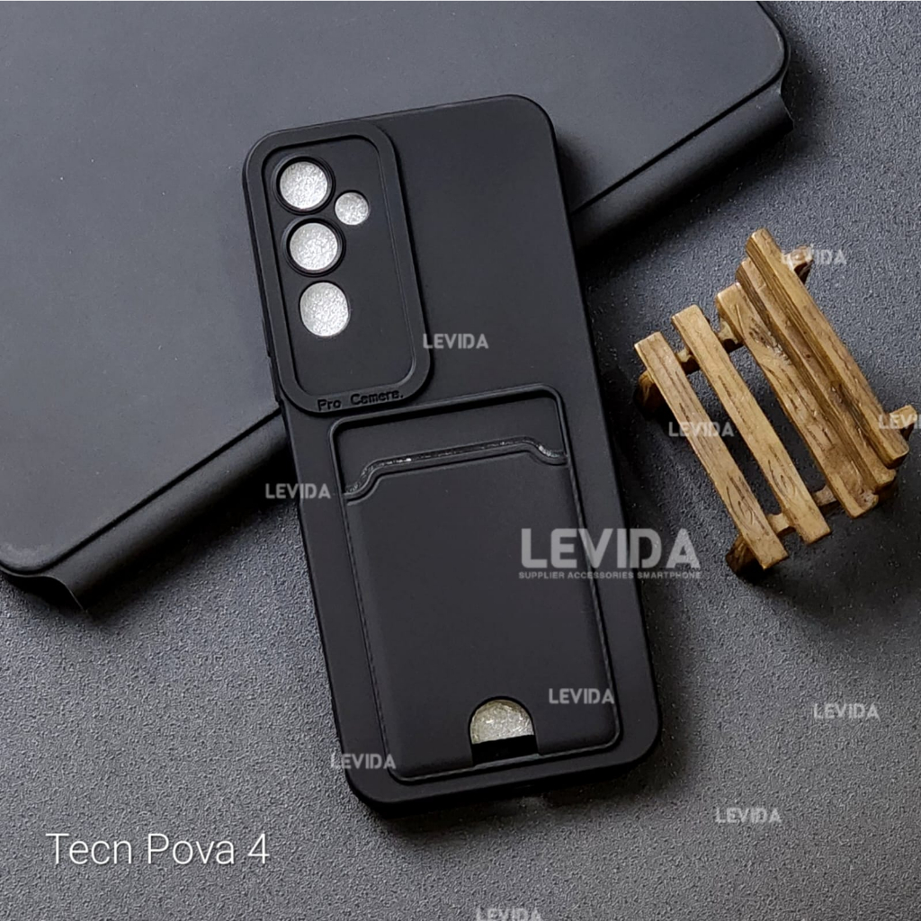 Tecno Pova 4 Tecno  Pova 4 Pro Card Slot Kartu Pro Kamera Case Macaron Black Tecno Pova 4 Tecno  Pov