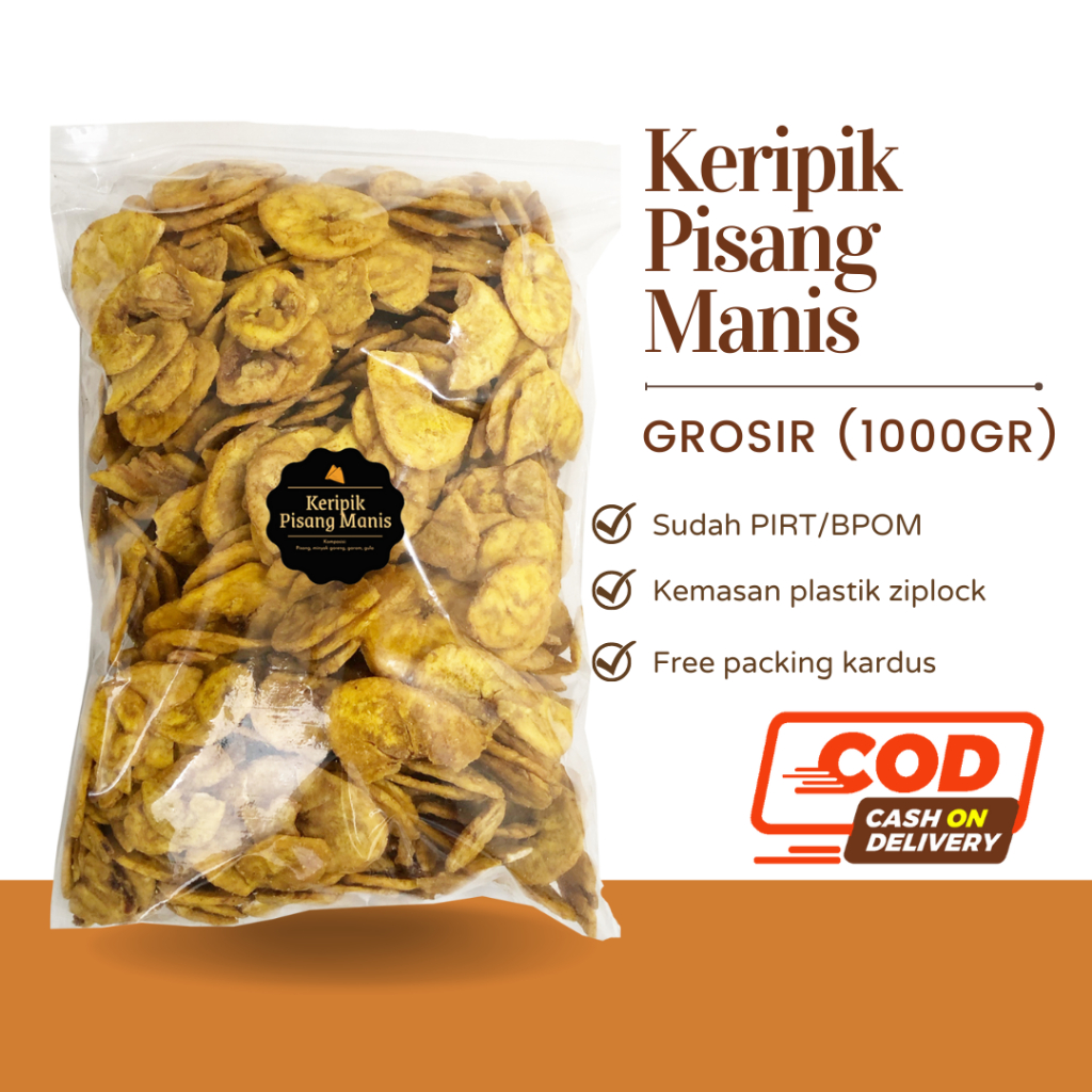 [DELISH SNACKS] Keripik Pisang Manis (Grosir) 1000gr / Snack Cemilan Kilo Kiloan / Camilan Renyah