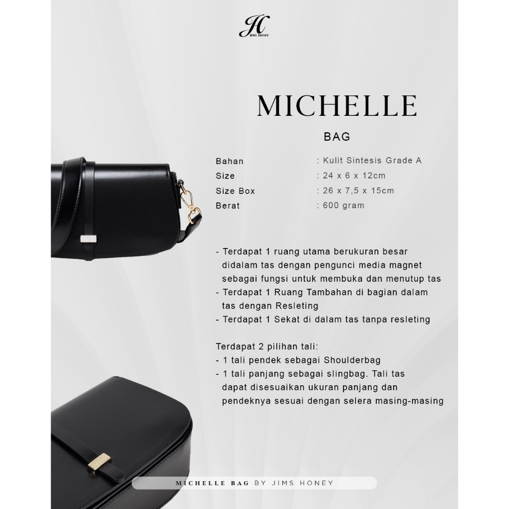 Michelle bag tas selempang wanita original jimshoney free box exclusive tas pesta impor murah gift hantaran official store