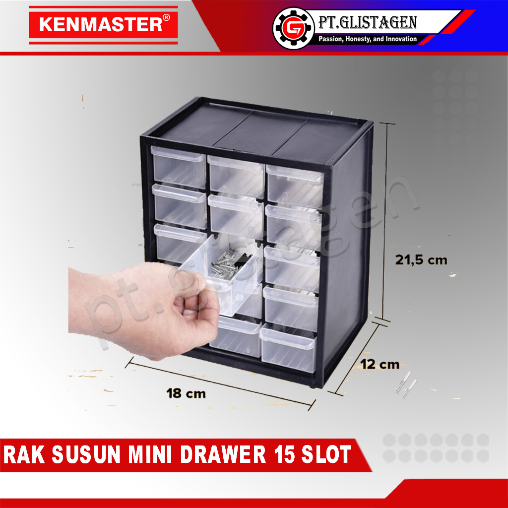 KENMASTER Rak / Kotak / Drawer Komponen 15 Slot Laci Partisi