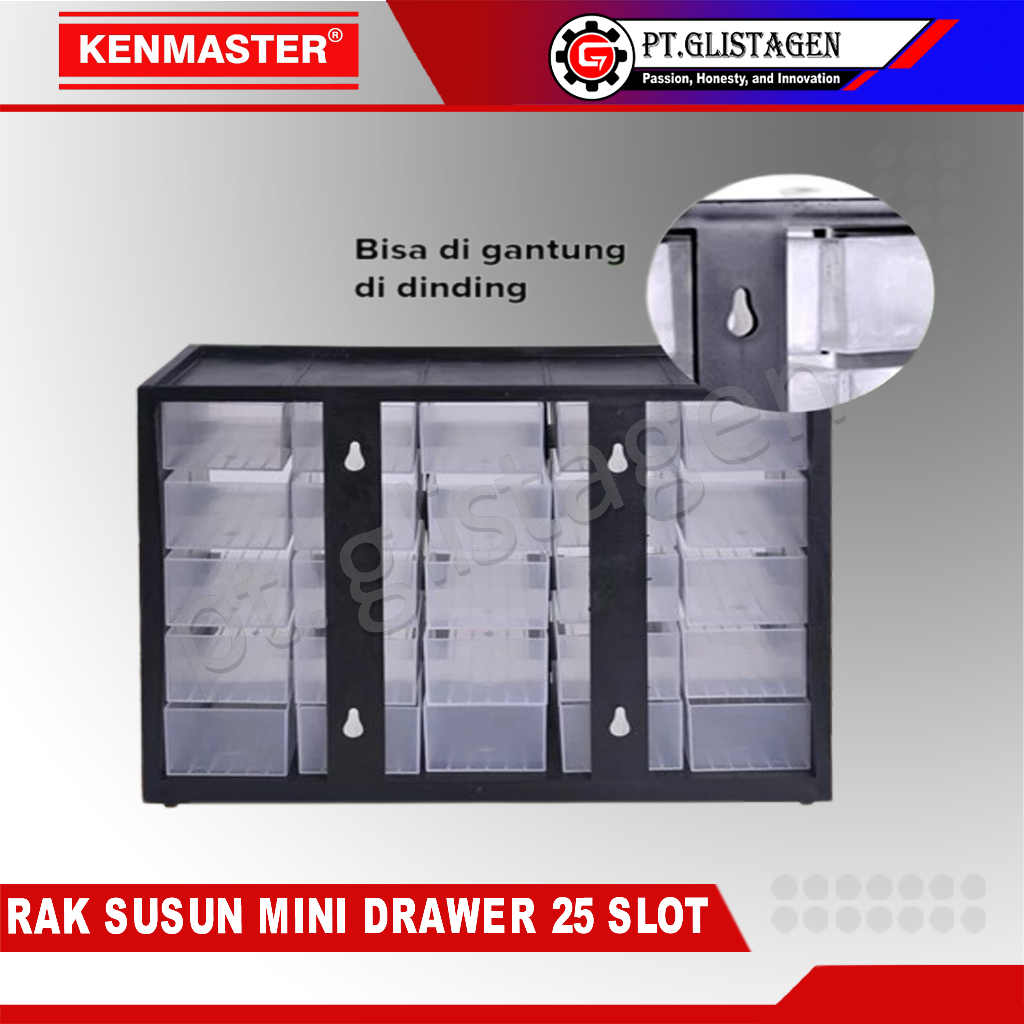 Kenmaster Rak / Kotak / Drawer Komponen 25 Slot Laci Partisi