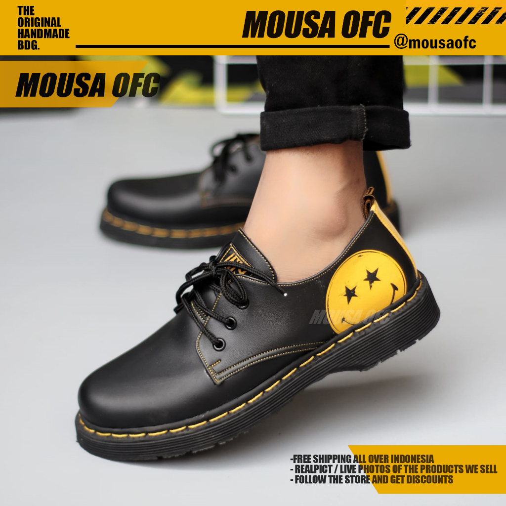 Sepatu Docmart Pantofel Formal Kerja Tali Hitam Pria Smile