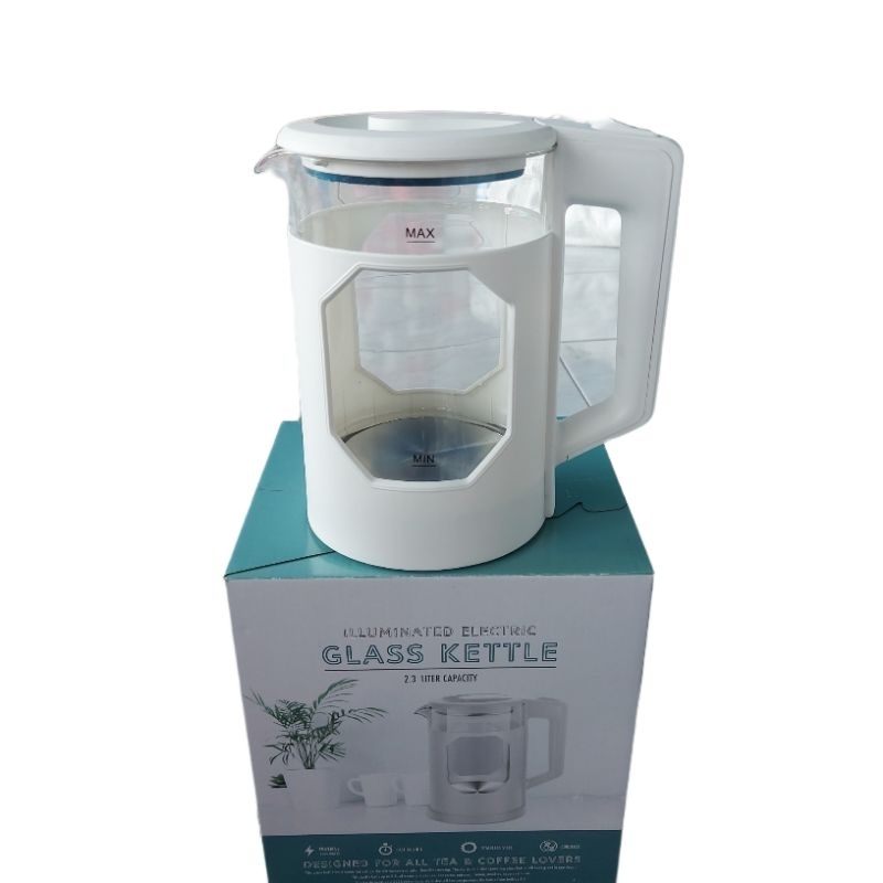 Illuminated electric Glass Kettle Kaca ellectric Kettle teko listrik transparan Multifungsi