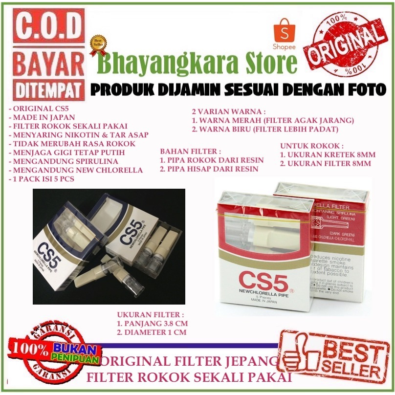 IMPOR CS5 PIPA FILTER SARINGAN ASAP MADE IN JAPAN SEKALI PAKAI ISI 5 KHUSUS 8MM