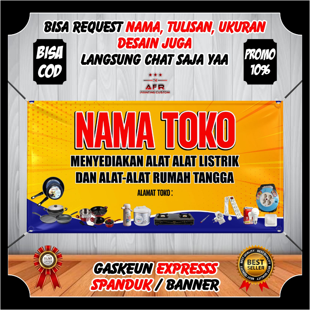 Spanduk Banner Backdrop Alat Alat Rumah Tangga / Spanduk Toko Alat Rumah Tangga / Alat Elektronis Be