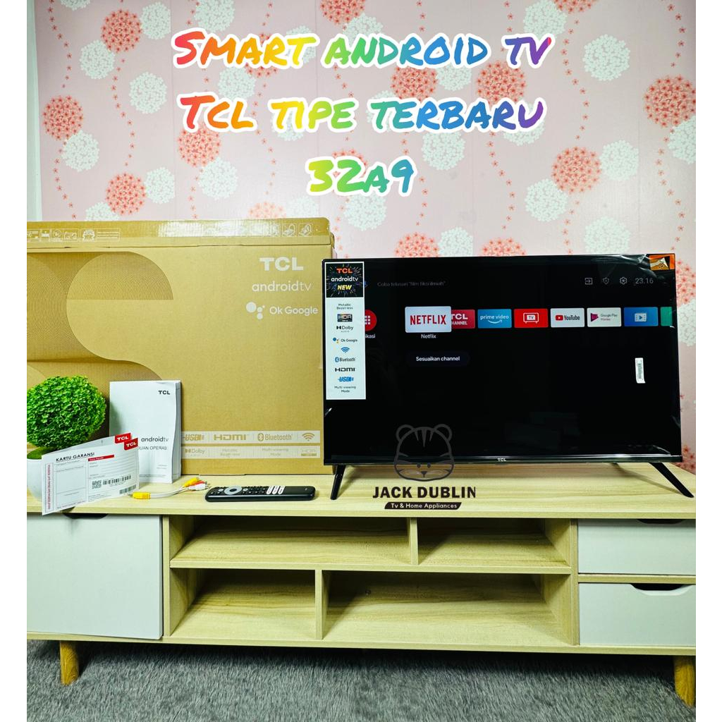 TV LED TCL 32 Inch 32A9 Smart TV  Android 11 HD Dolby Audio  Google Play Netflix Youtube Wifi Bluetooth HDMI USB GARANSI RESMI