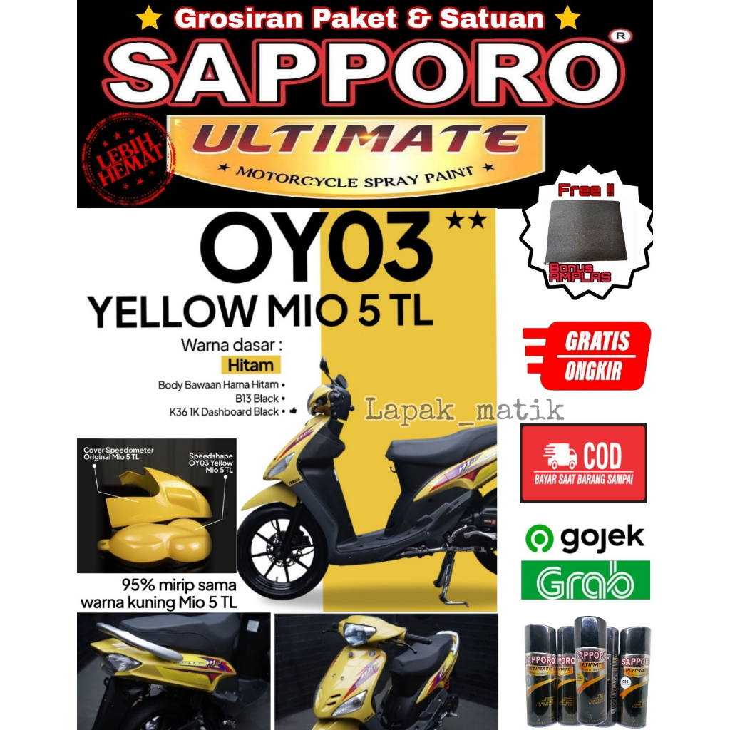 Pilok Sapporo Ultimate YELLOW MIO 5TL OY03 OYO3 0Y03 KUNING MIO LAMA