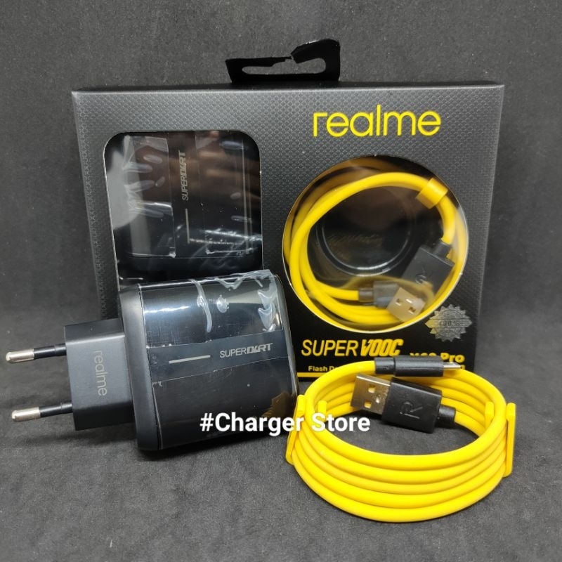 Charger Realme Black ORIGINAL 6.5 Amper Micro USB / Type C Super VOOC DART Fast Charging