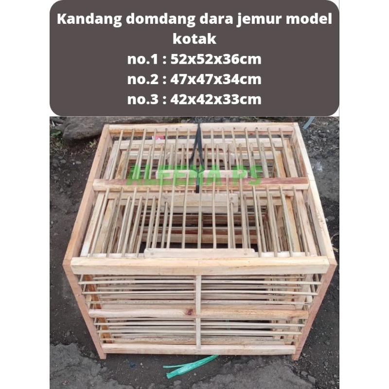 sangkar kandang dondang dara jemur kayu mahoni