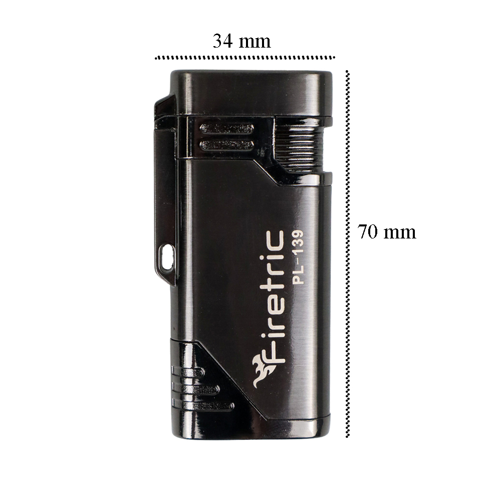 Firetric Korek Api Gas Lighter Double Jet Torch - PL-139 - Metallic Black