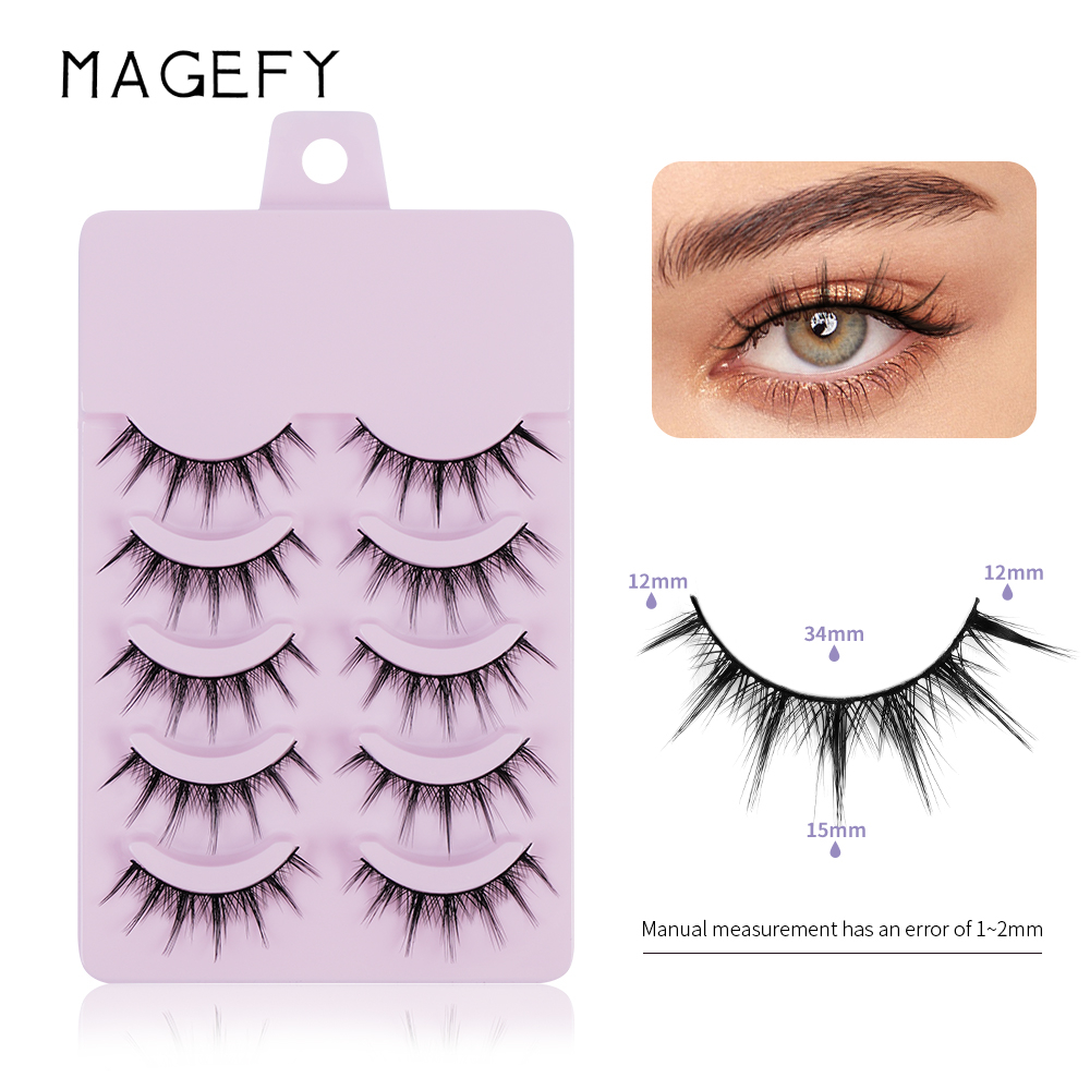 MAGEFY 5 Pasang Manga Bulu Mata Alami Asia Cosplay Bulu Mata Faux Mink Bulu Mata Jepang Korea Bulu Mata Palsu 1464